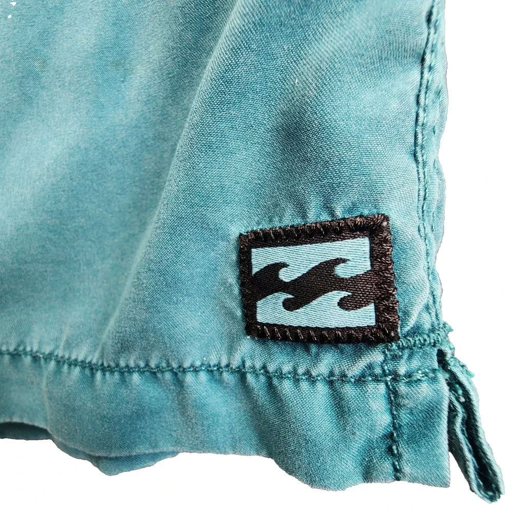 Billabong Men's Teal Blue Swim Trunks Elastic Waist Drawstring‎ Pockets XL